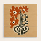 Retro flowerpot with stripe  Wood Wall Art Gallery Image 1
