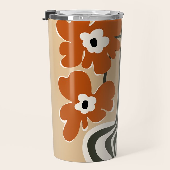 Retro flowerpot with stripe  Travel Mug Gallery Image 3