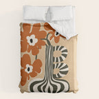 Retro flowerpot with stripe  Duvet Cover Gallery Image 6