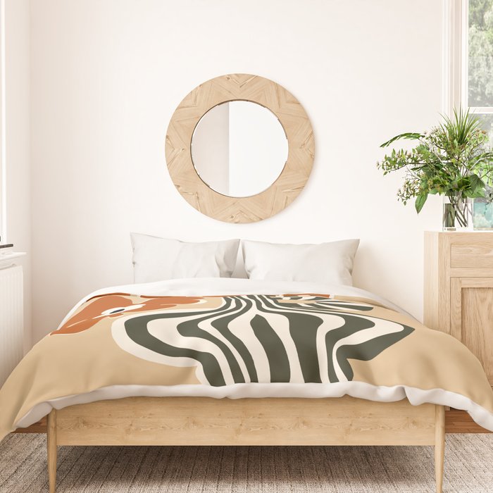 Retro flowerpot with stripe  Duvet Cover Gallery Image 3