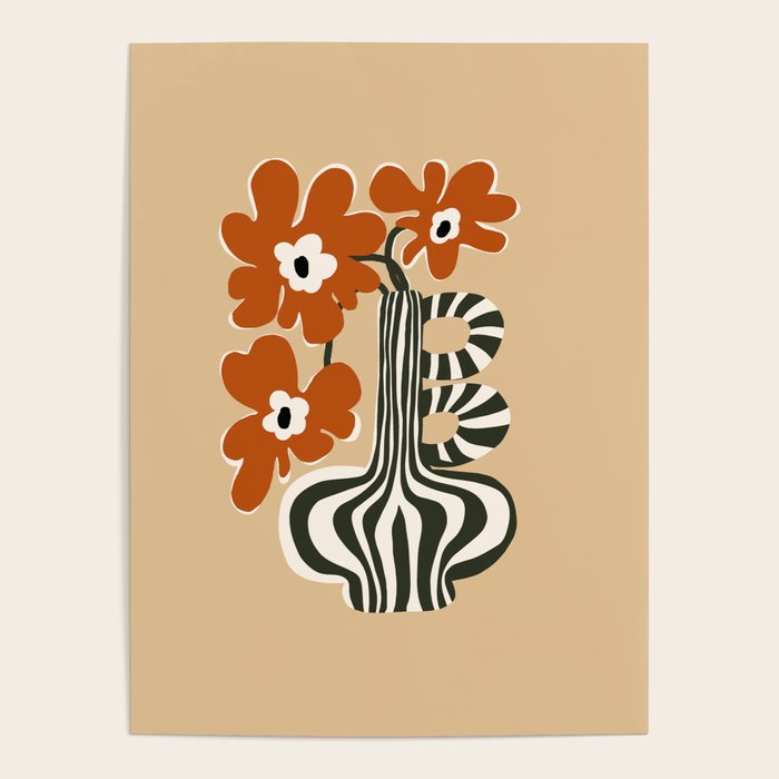 Retro flowerpot with stripe  Poster Gallery Image 4