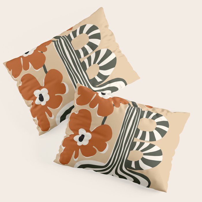 Retro flowerpot with stripe  Pillow Sham Gallery Image 3