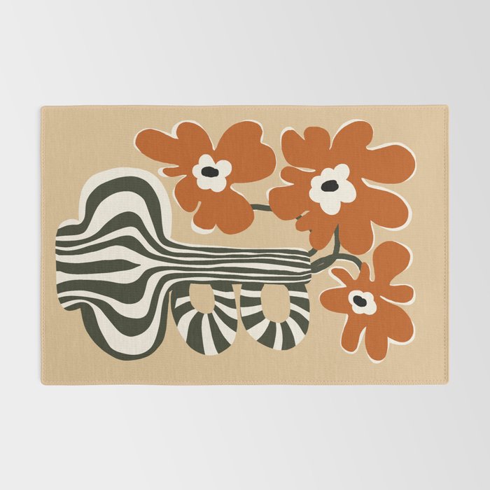 Retro flowerpot with stripe  Rug Gallery Image 2