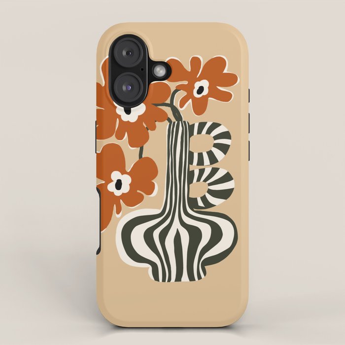 Retro flowerpot with stripe  iPhone Case Gallery Image 1