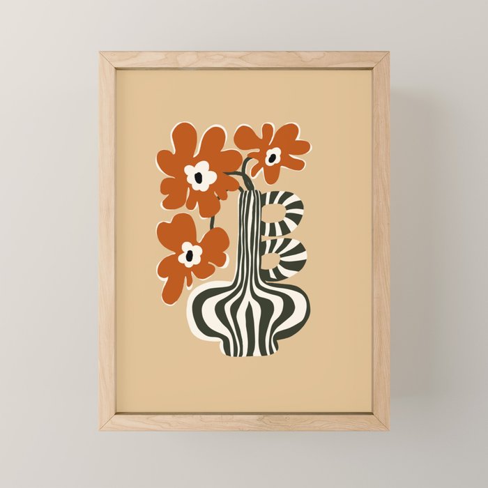 Retro flowerpot with stripe  Mini Art Print Gallery Image 1
