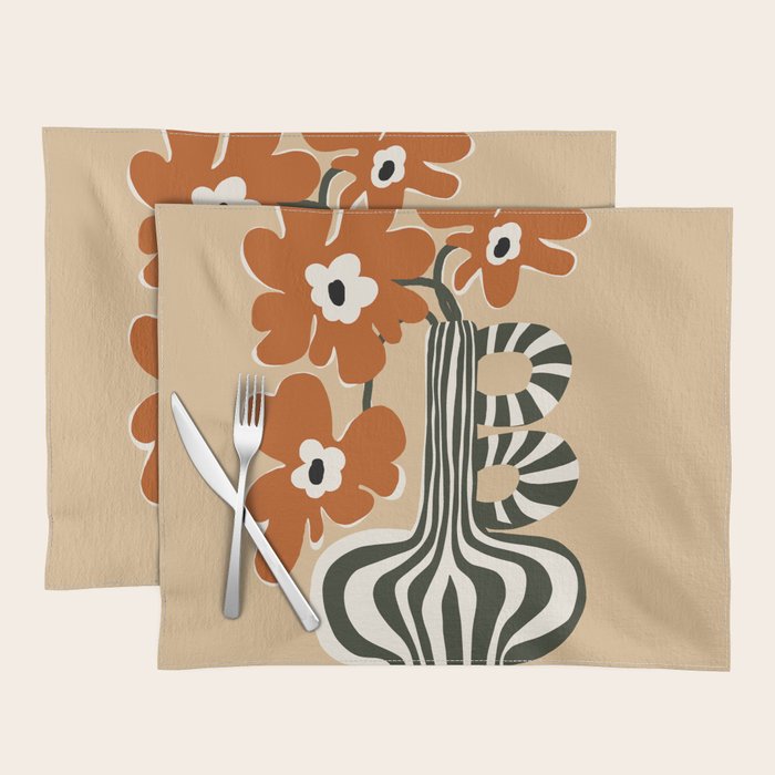 Retro flowerpot with stripe  Placemat Gallery Image 1