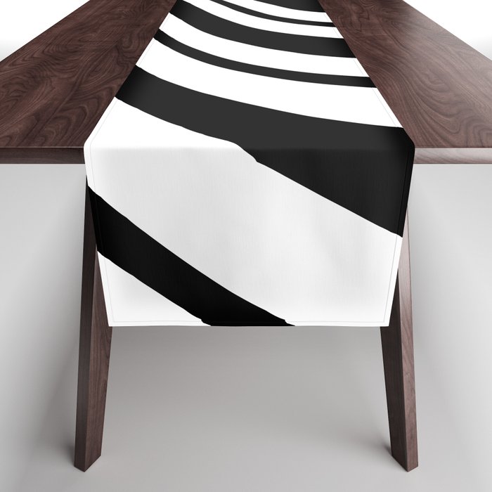 Swirl Marble Stripes Pattern (black/white) Table Runner Gallery Image 1