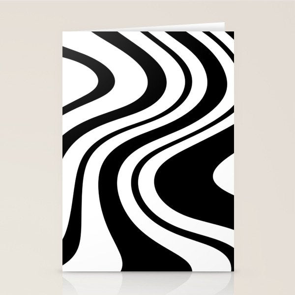 Swirl Marble Stripes Pattern (black/white) Stationery Card Gallery Image 1