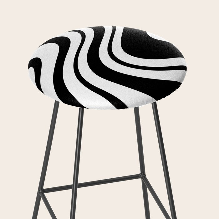 Swirl Marble Stripes Pattern (black/white) Stool Gallery Image 2