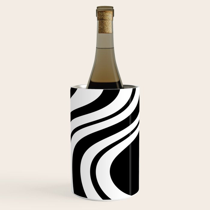 Swirl Marble Stripes Pattern (black/white) Wine Chiller Gallery Image 1