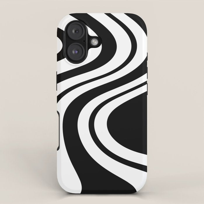 Swirl Marble Stripes Pattern (black/white) iPhone Case Gallery Image 1