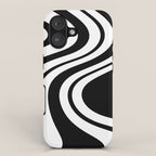 Swirl Marble Stripes Pattern (black/white) iPhone Case Gallery Image 1