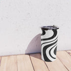 Swirl Marble Stripes Pattern (black/white) Travel Mug Gallery Image 4
