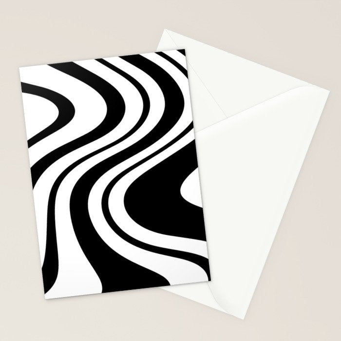 Swirl Marble Stripes Pattern (black/white) Stationery Card Gallery Image 2