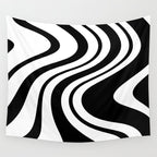 Swirl Marble Stripes Pattern (black/white) Wall Tapestry Gallery Image 4