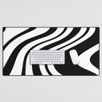 Swirl Marble Stripes Pattern (black/white) Desk Mat Gallery Image 1