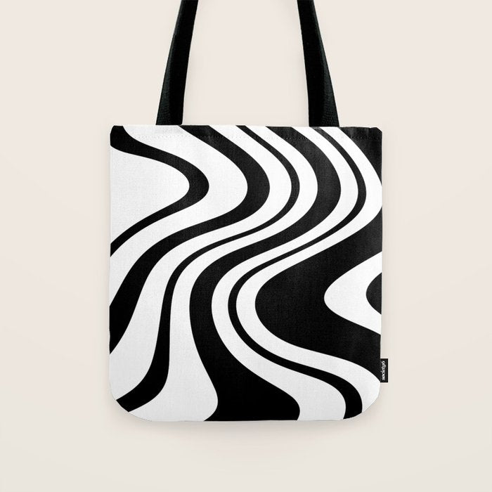 Swirl Marble Stripes Pattern (black/white) Tote Bag Gallery Image 1