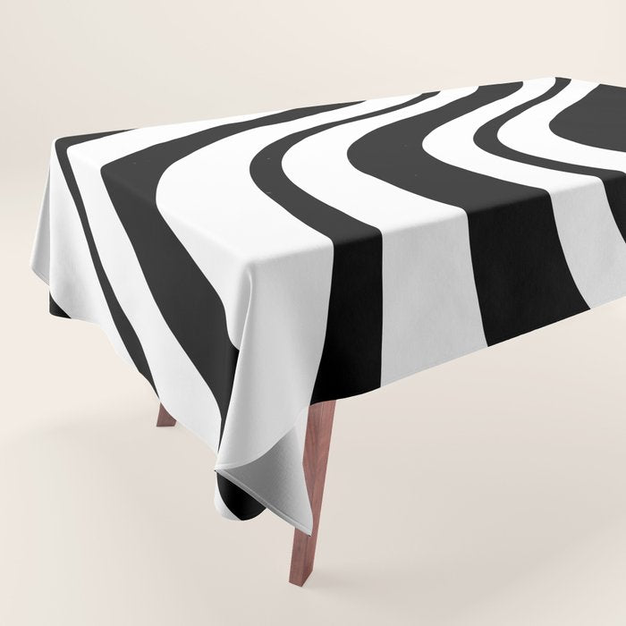 Swirl Marble Stripes Pattern (black/white) Tablecloth Gallery Image 1