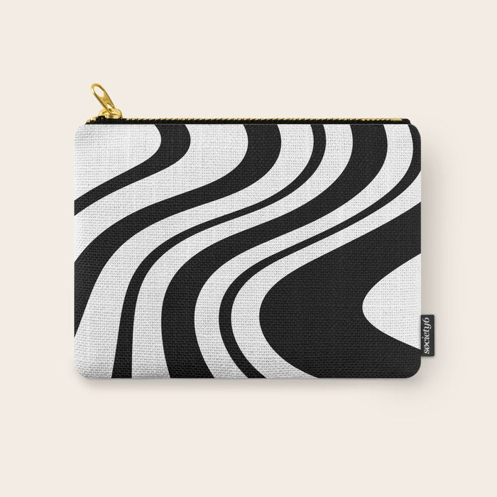 Swirl Marble Stripes Pattern (black/white) Carry All Pouch Gallery Image 1