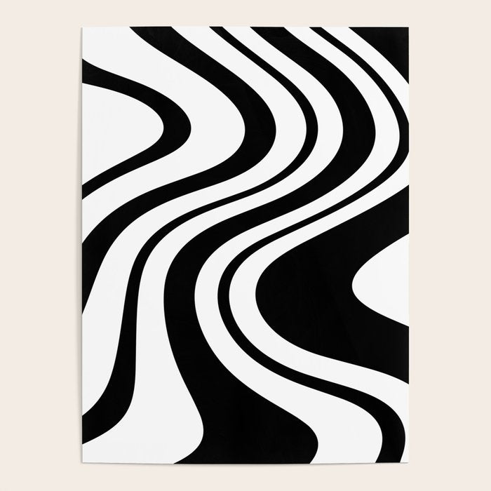 Swirl Marble Stripes Pattern (black/white) Poster Gallery Image 4