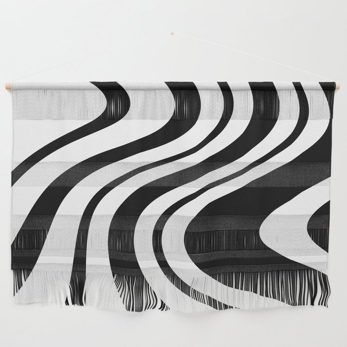 Swirl Marble Stripes Pattern (black/white) Wall Hanging Gallery Image 1