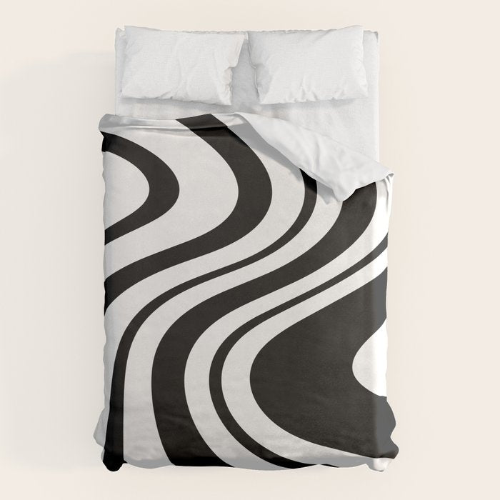 Swirl Marble Stripes Pattern (black/white) Duvet Cover Gallery Image 6