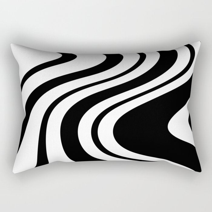 Swirl Marble Stripes Pattern (black/white) Rectangular Pillow Gallery Image 2