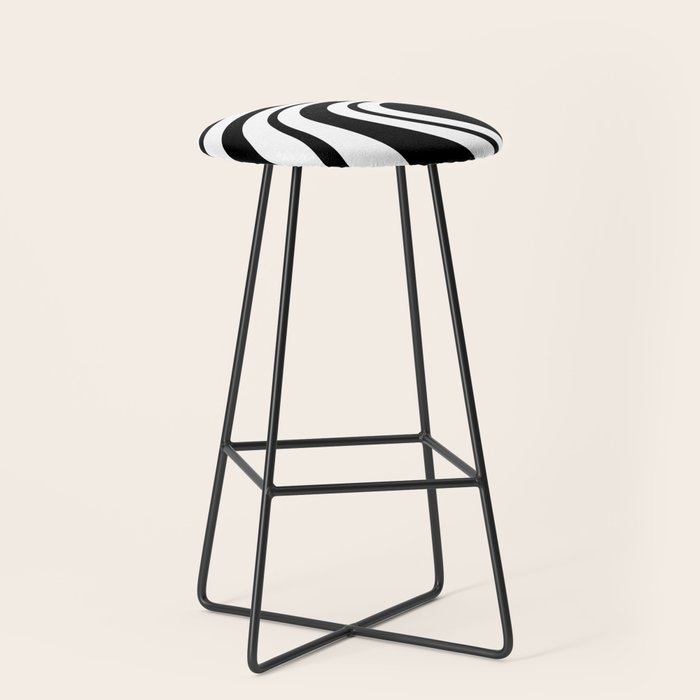 Swirl Marble Stripes Pattern (black/white) Stool Gallery Image 1