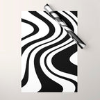Swirl Marble Stripes Pattern (black/white) Wrapping Paper Gallery Image 1