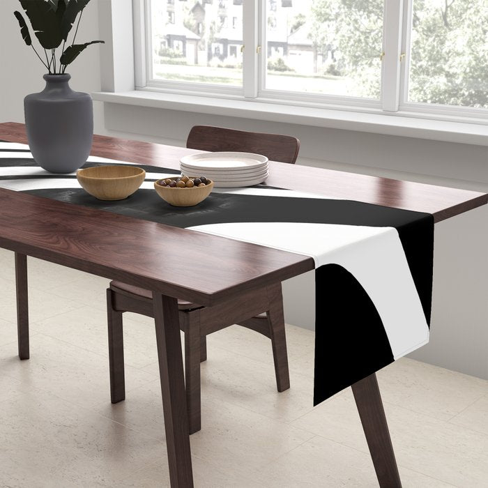 Swirl Marble Stripes Pattern (black/white) Table Runner Gallery Image 2