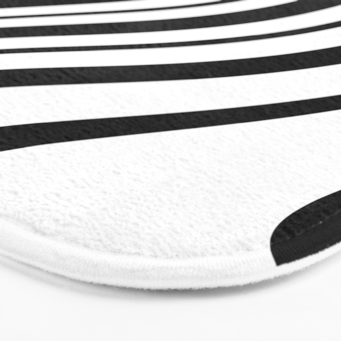 Swirl Marble Stripes Pattern (black/white) Bath Mat Gallery Image 3