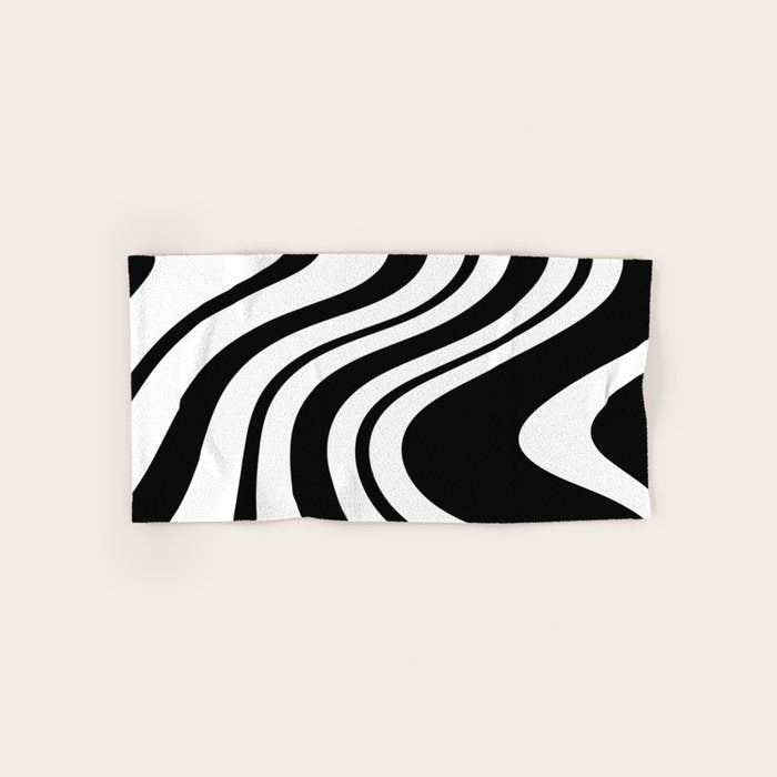 Swirl Marble Stripes Pattern (black/white) Bath Towel Gallery Image 1