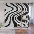 Swirl Marble Stripes Pattern (black/white) Wall Mural Gallery Image 1