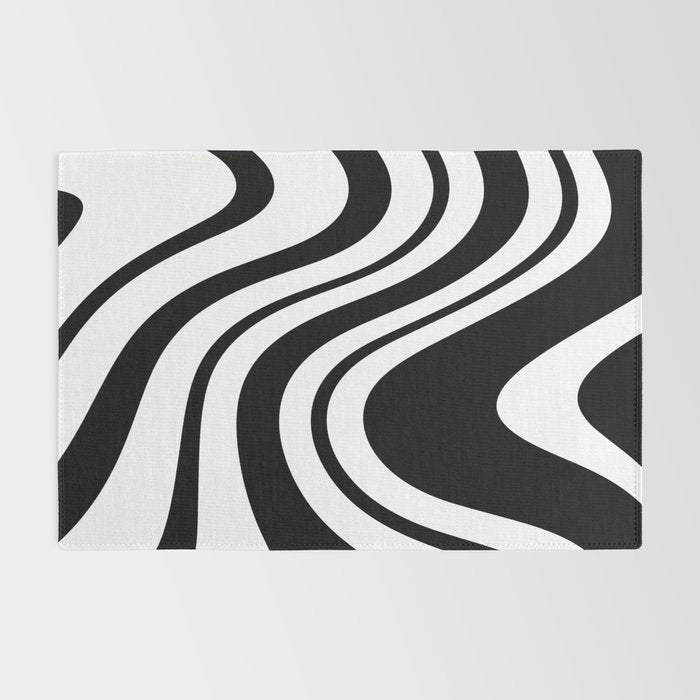 Swirl Marble Stripes Pattern (black/white) Rug Gallery Image 2