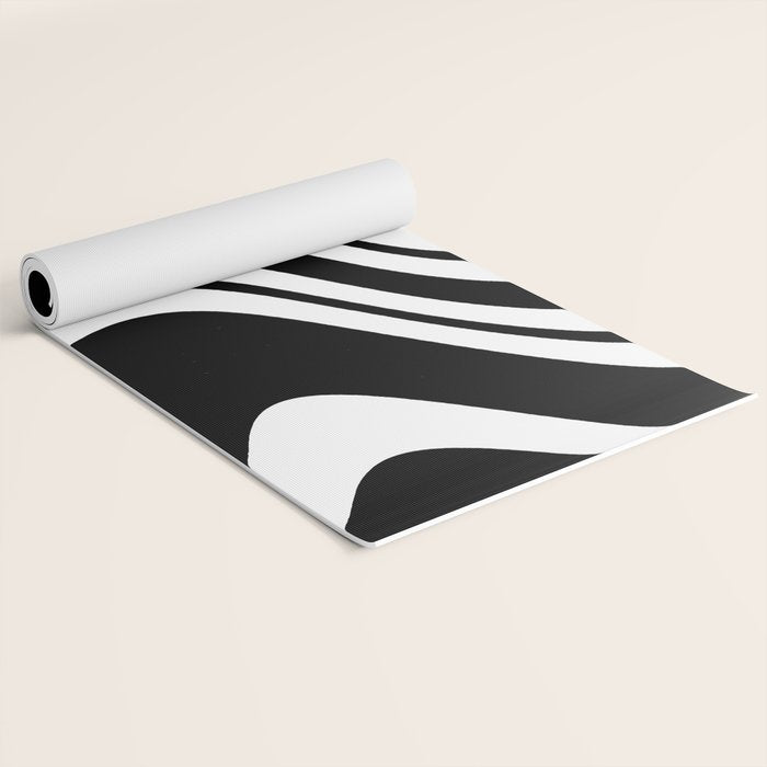 Swirl Marble Stripes Pattern (black/white) Yoga Mat Gallery Image 2