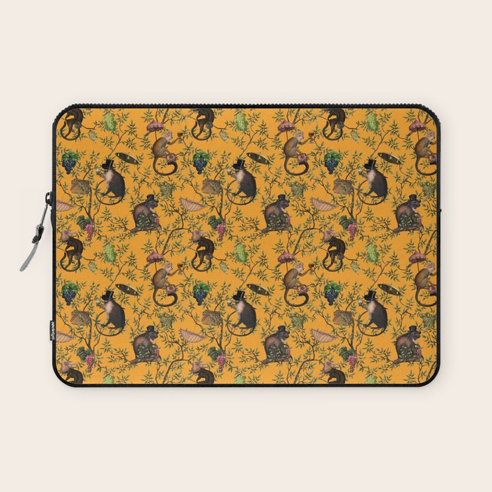 Vintage Chinoiserie Monkey Garden Party Laptop Sleeve Gallery Image 1