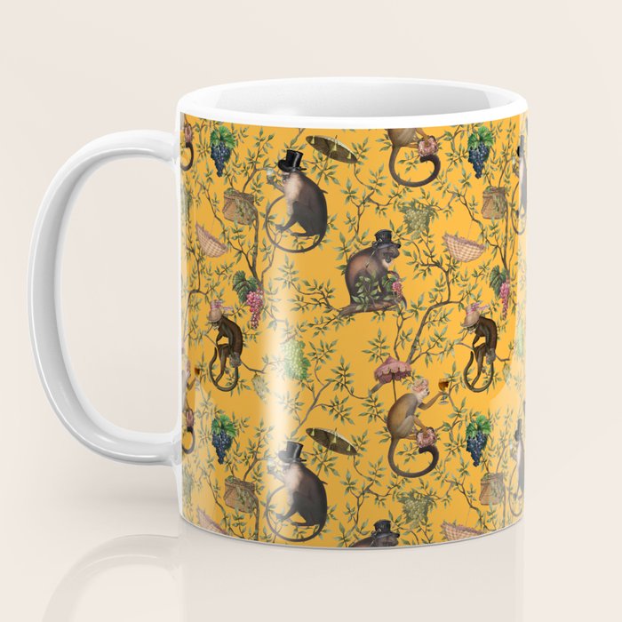 Vintage Chinoiserie Monkey Garden Party Coffee Mug Gallery Image 3