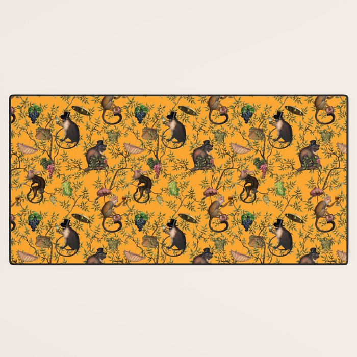 Vintage Chinoiserie Monkey Garden Party Desk Mat Gallery Image 3