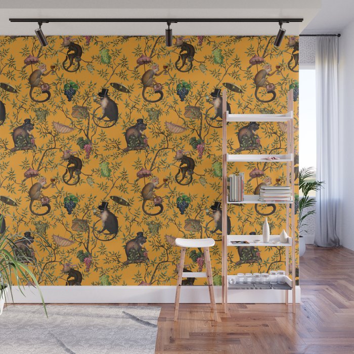Vintage Chinoiserie Monkey Garden Party Wall Mural Gallery Image 1