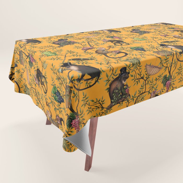 Vintage Chinoiserie Monkey Garden Party Tablecloth Gallery Image 1
