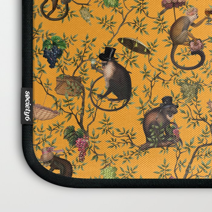 Vintage Chinoiserie Monkey Garden Party Laptop Sleeve Gallery Image 3