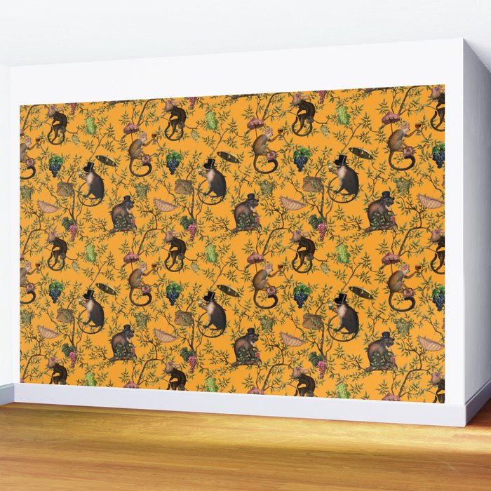 Vintage Chinoiserie Monkey Garden Party Wall Mural Gallery Image 2