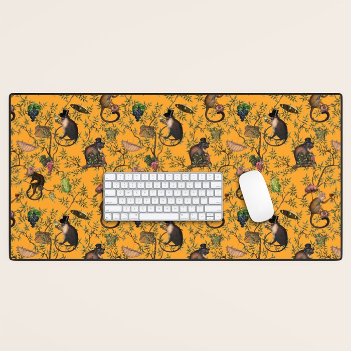 Vintage Chinoiserie Monkey Garden Party Desk Mat Gallery Image 1