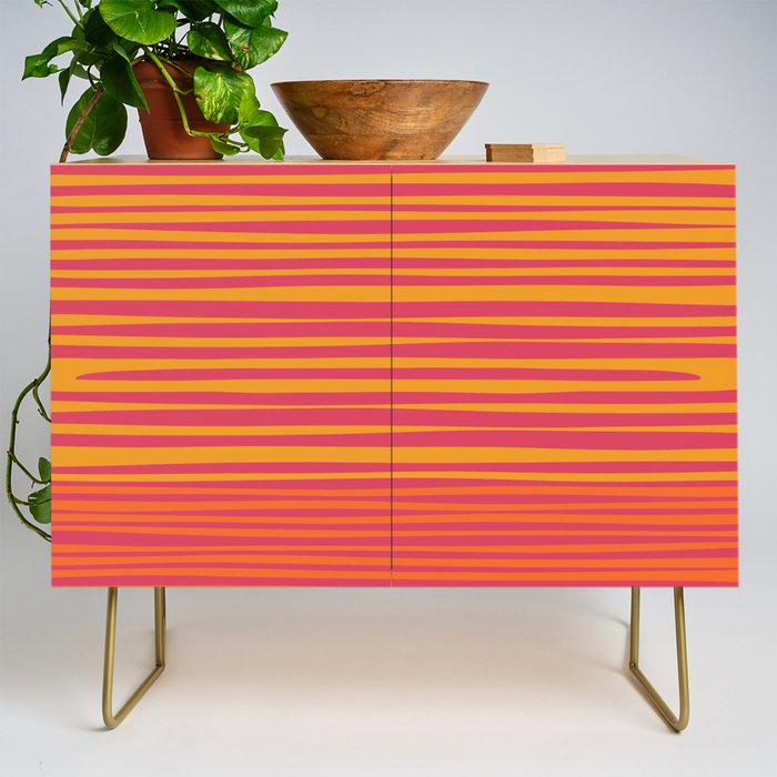 Natural Stripes Modern Minimalist Colour Block Pattern Magenta Orange Mustard Ochre Credenza Gallery Image 1
