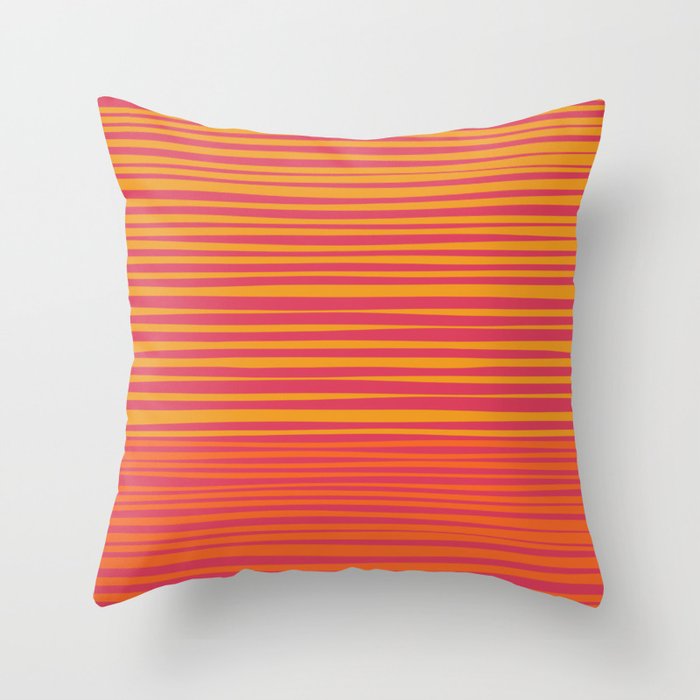 Natural Stripes Modern Minimalist Colour Block Pattern Magenta Orange Mustard Ochre Throw Pillow Gallery Image 6