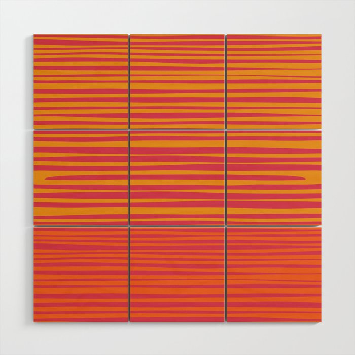 Natural Stripes Modern Minimalist Colour Block Pattern Magenta Orange Mustard Ochre Wood Wall Art Gallery Image 1