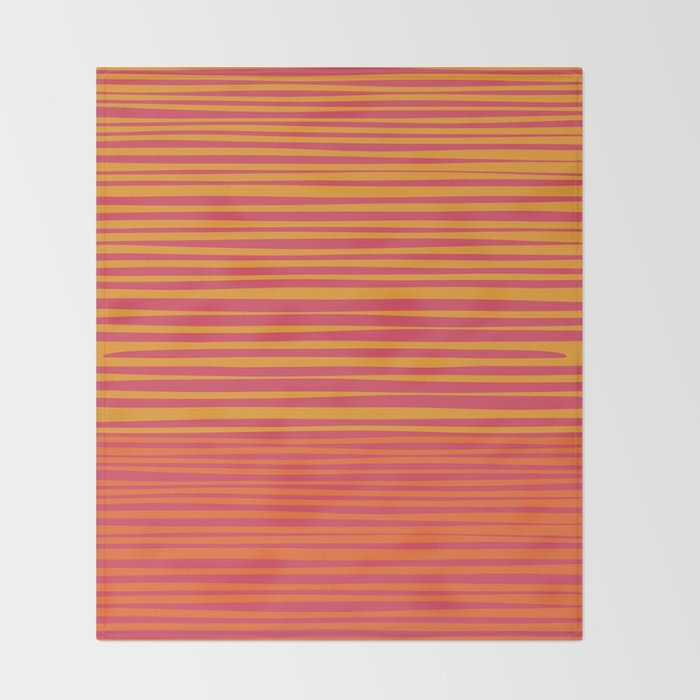 Natural Stripes Modern Minimalist Colour Block Pattern Magenta Orange Mustard Ochre Throw Blanket Gallery Image 2