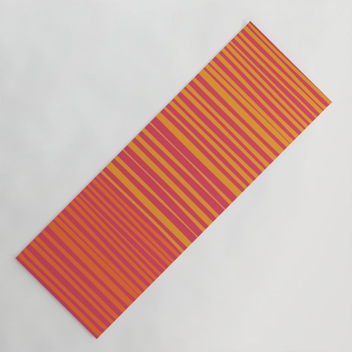 Natural Stripes Modern Minimalist Colour Block Pattern Magenta Orange Mustard Ochre Yoga Mat Gallery Image 1