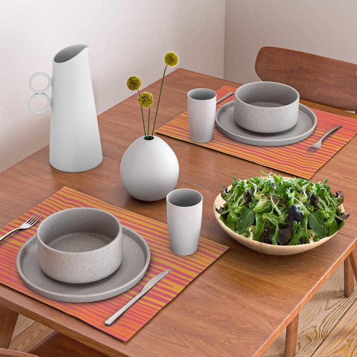 Natural Stripes Modern Minimalist Colour Block Pattern Magenta Orange Mustard Ochre Placemat Gallery Image 2