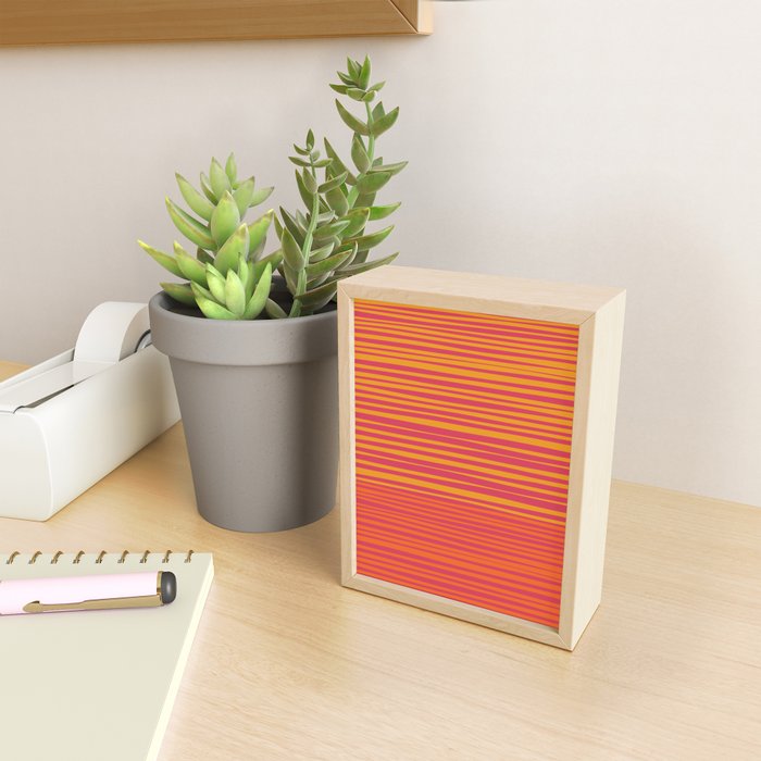 Natural Stripes Modern Minimalist Colour Block Pattern Magenta Orange Mustard Ochre Mini Art Print Gallery Image 2